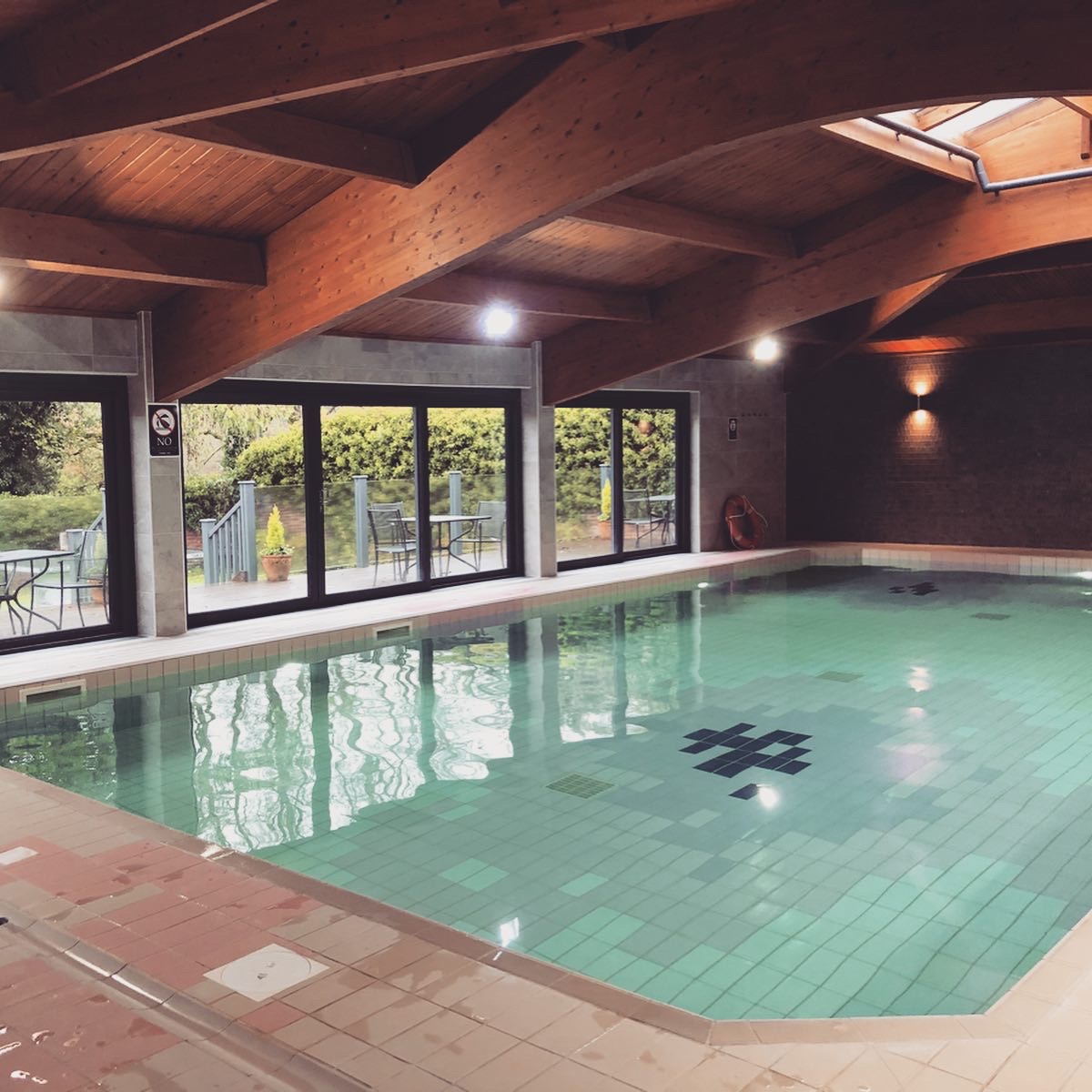 AD: Landal Sandybrook Peak District family review - a relaxing autumnal long weekend break. The heated pool at Landal Sandybrook, Peak District. 