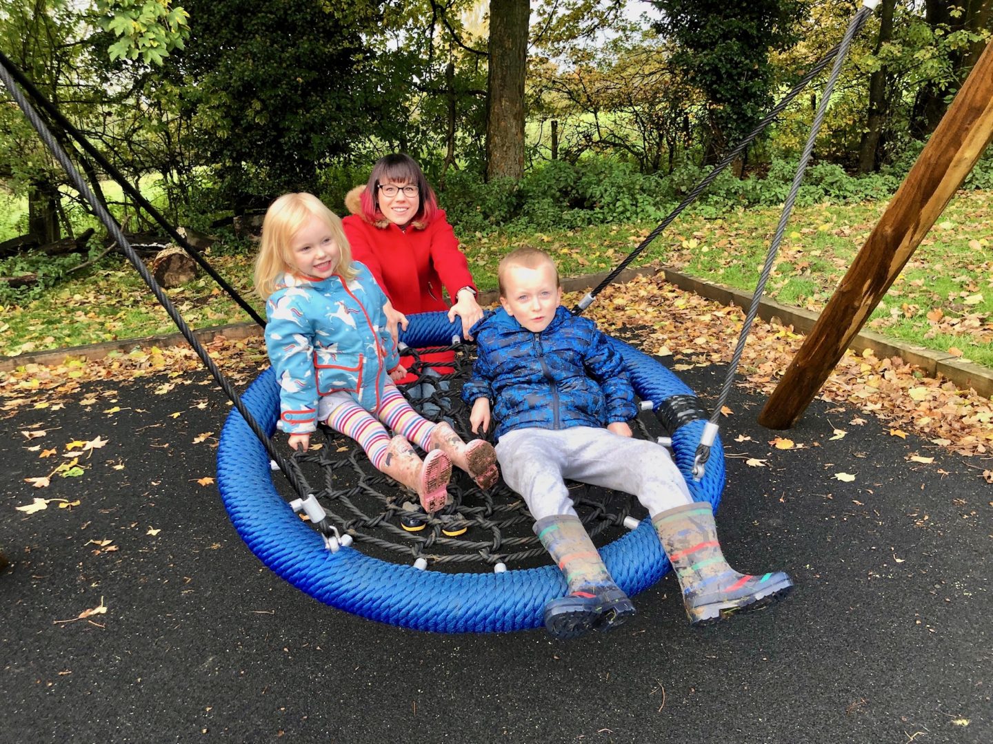 AD: Landal Sandybrook Peak District family review - a relaxing autumnal long weekend break. The swing in the playground at Landal Sandybrook. 