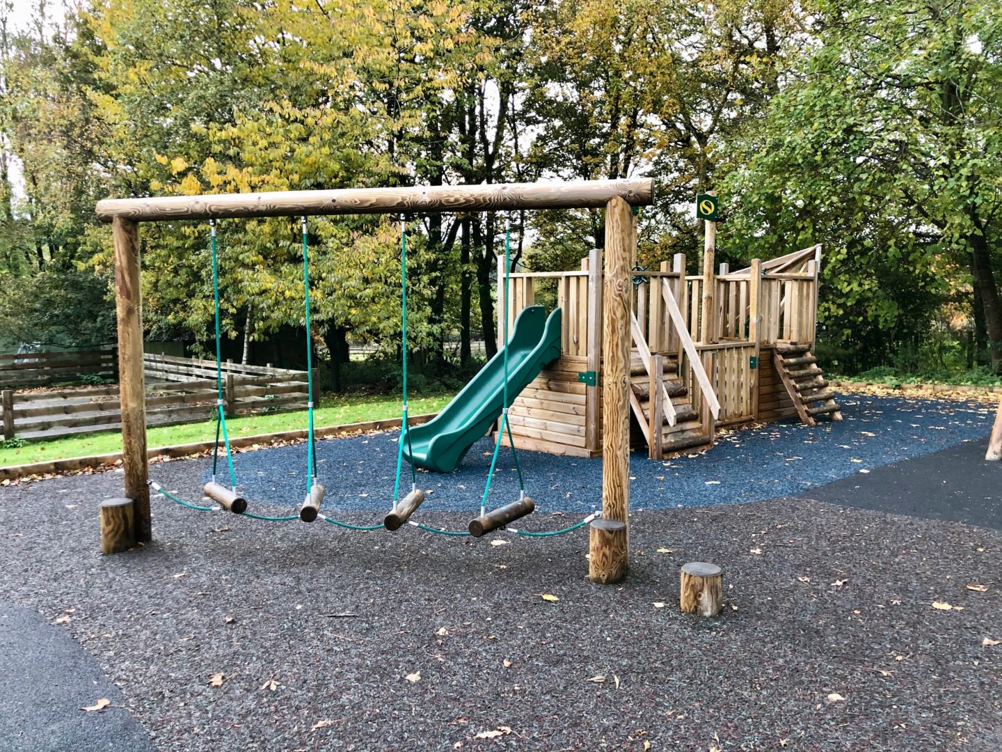 AD: Landal Sandybrook Peak District family review - a relaxing autumnal long weekend break. The playground at Landal Sandybrook.