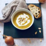 One pot pumpkin soup with apple, lentils and chickpeas