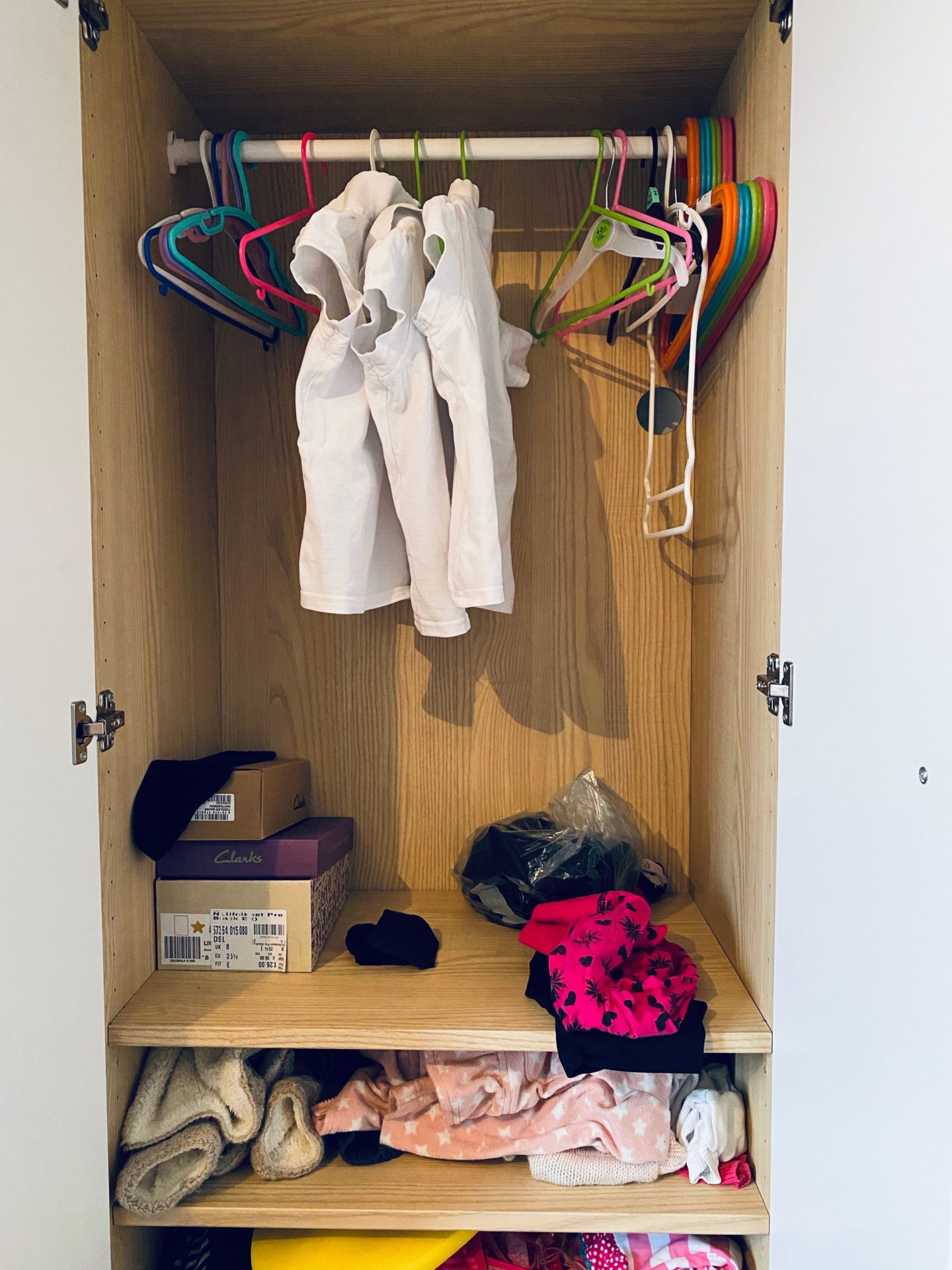 AD: Taking back control of mornings for only £51.75 with IKEA organisation hacks. Kid's wardrobe pre hack.