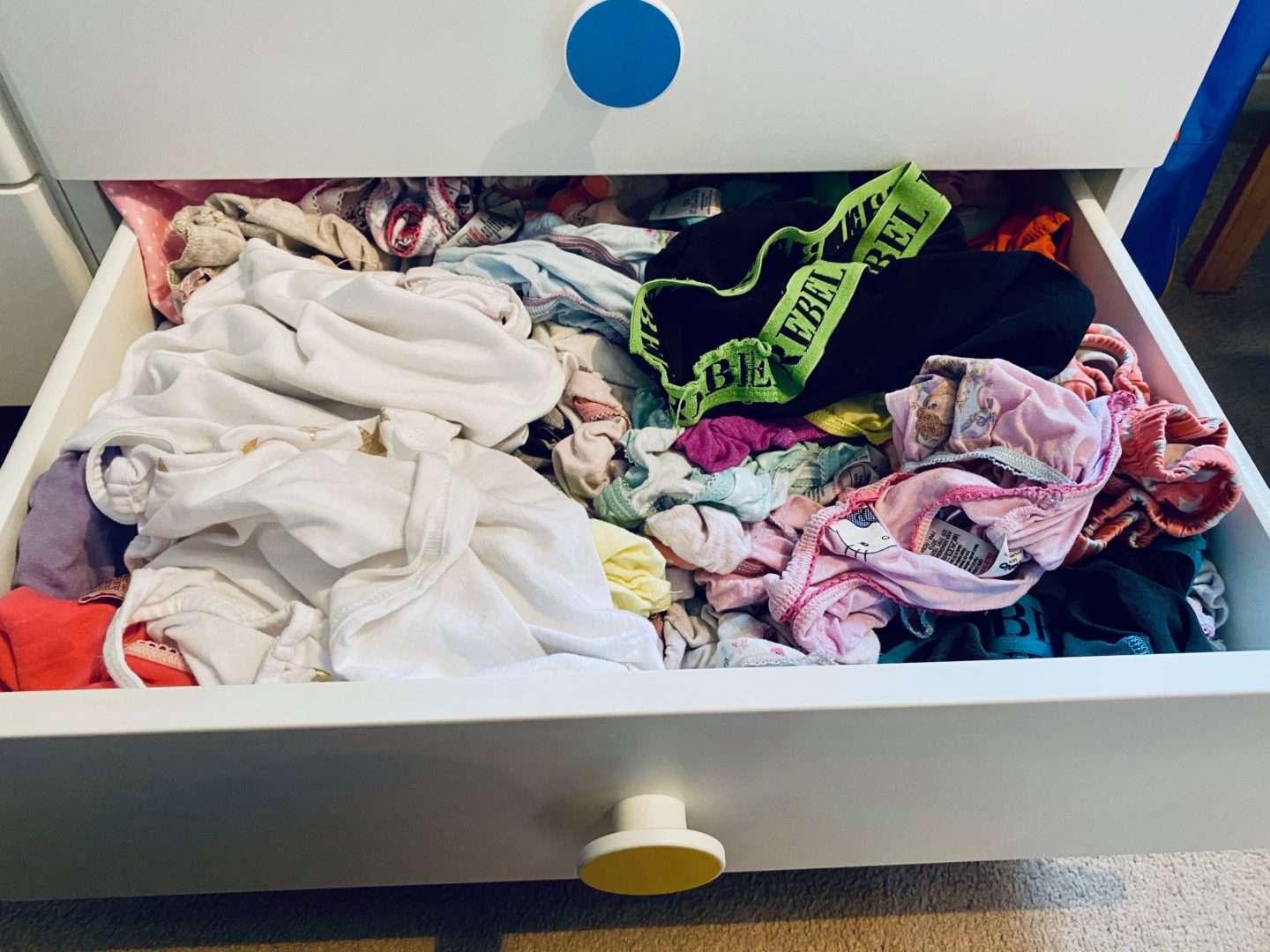 AD: Taking back control of mornings for only £51.75 with IKEA organisation hacks. Kid's drawer pre organisation.