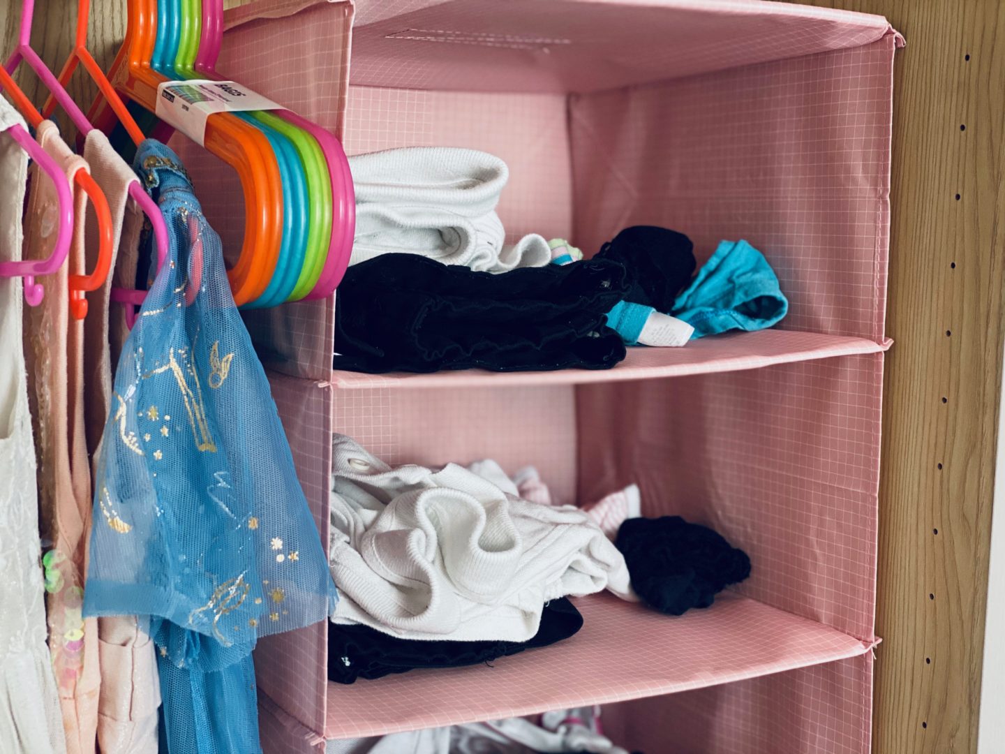 AD: Taking back control of mornings for only £51.75 with IKEA organisation hacks. Kid's wardrobe with hanging organiser hack. 