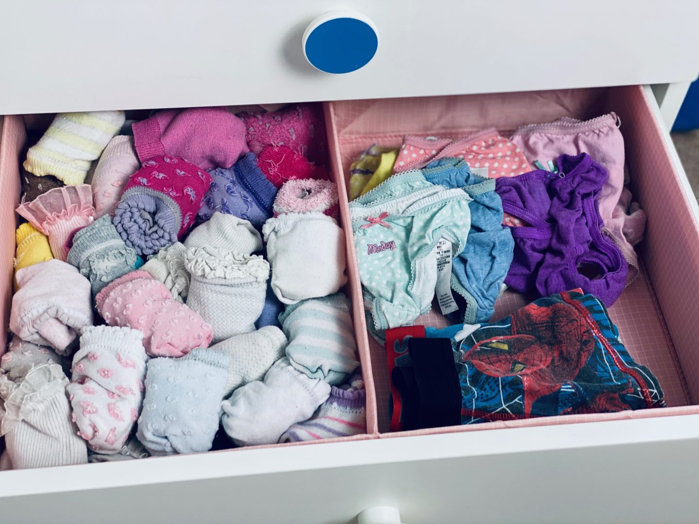 AD: Taking back control of mornings for only £51.75 with IKEA organisation hacks. Kid's drawer post organisation. 