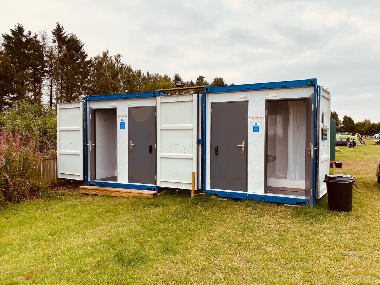 A shower block made from a converted shipping container