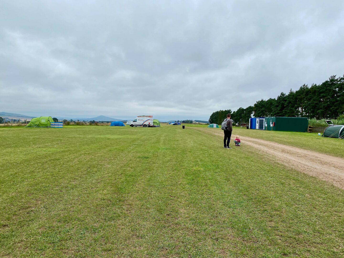 A campsite, mostly empty