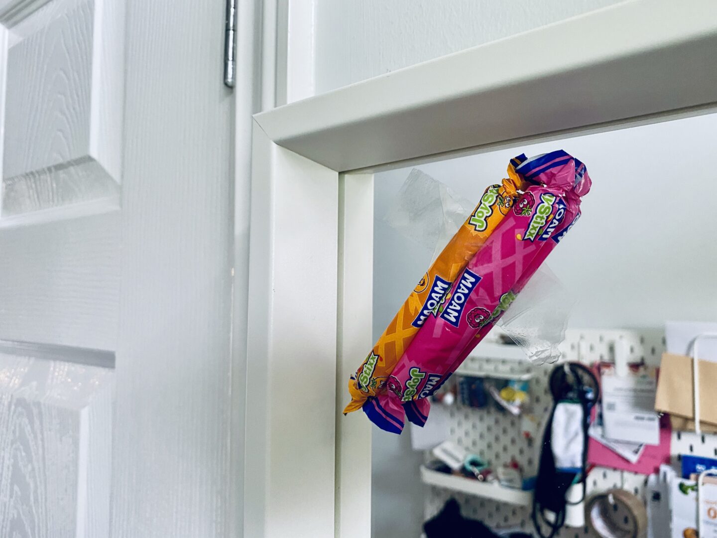 Some Maoam stuck to a mirror