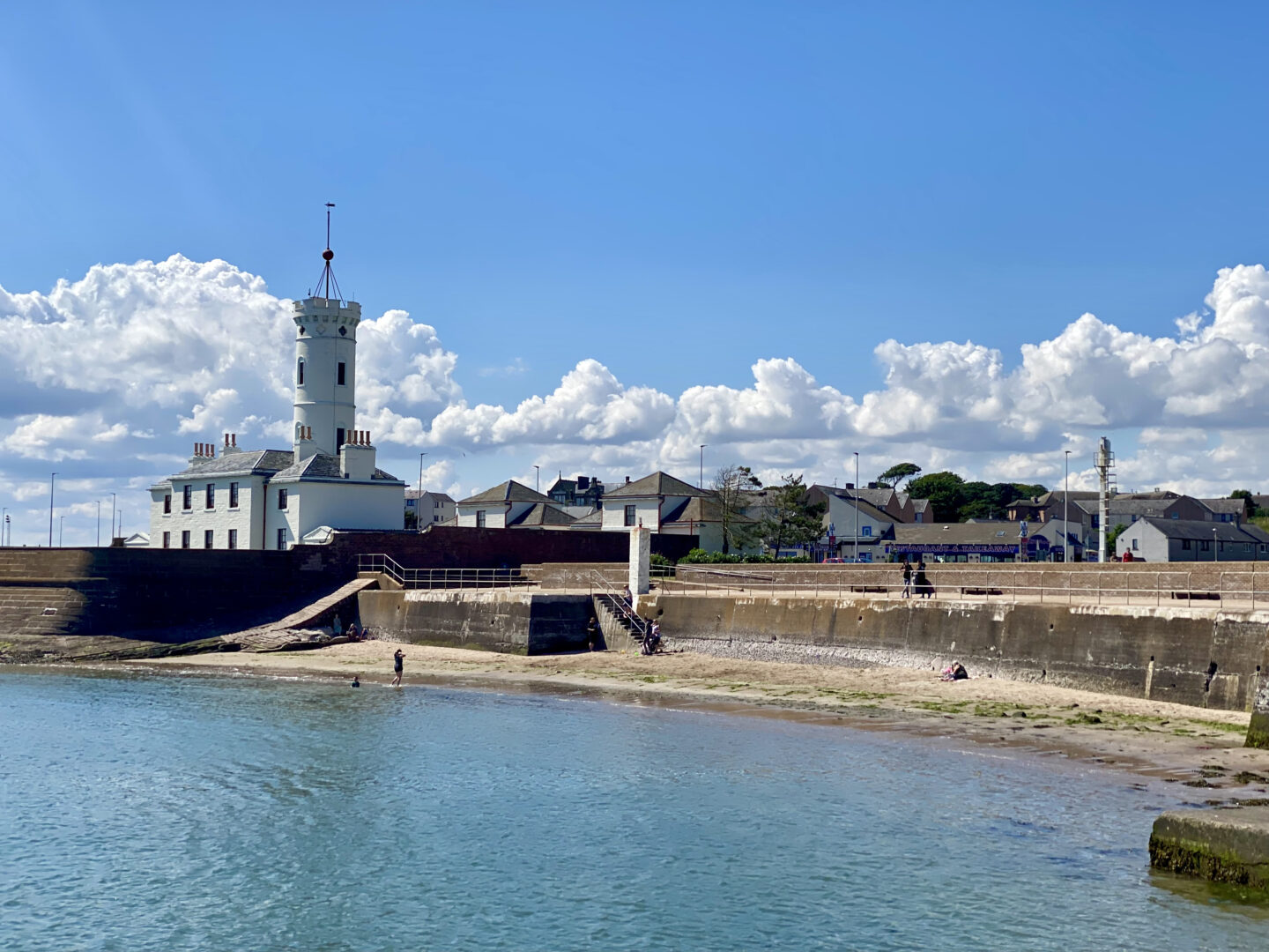 The signal tower and shoreline at Arbroath Harbour