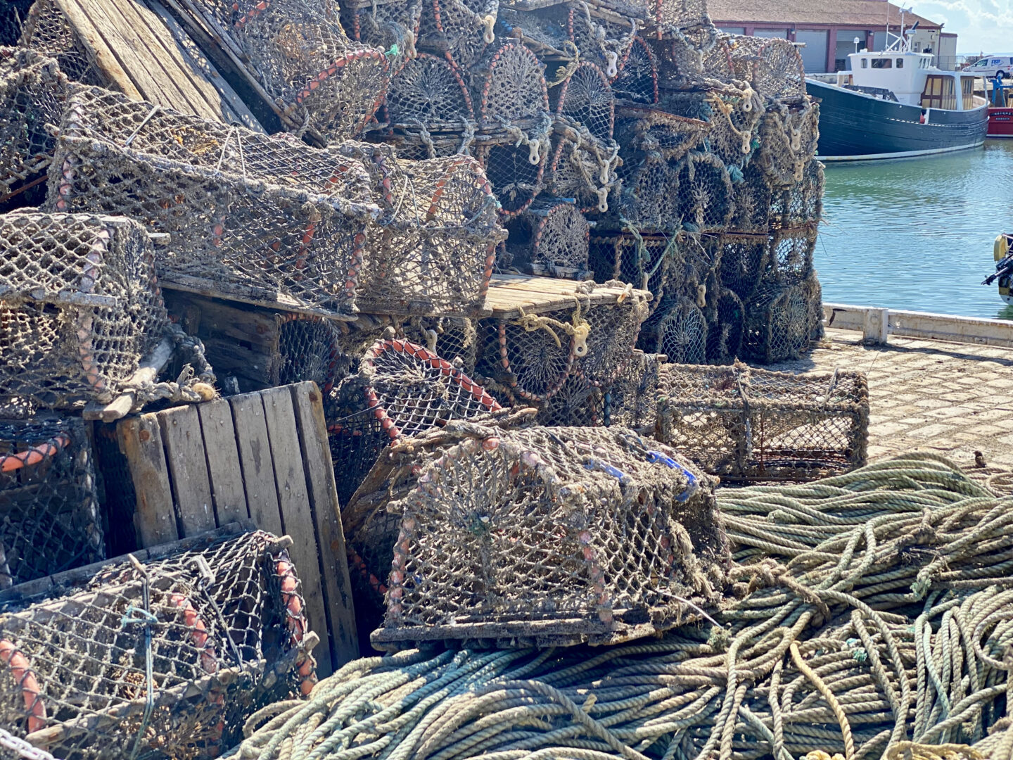 Fishing baskets at the Arbroath Harbour