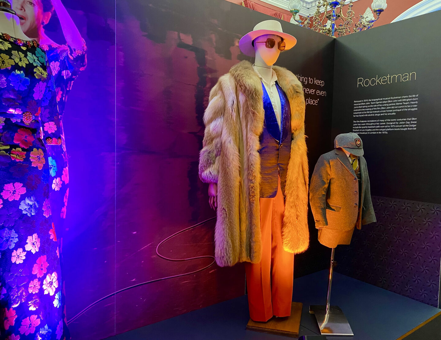 Flamboyent fur coat and hat outfit from Rocket Man