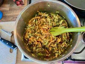 mung bean dal simmering in pan