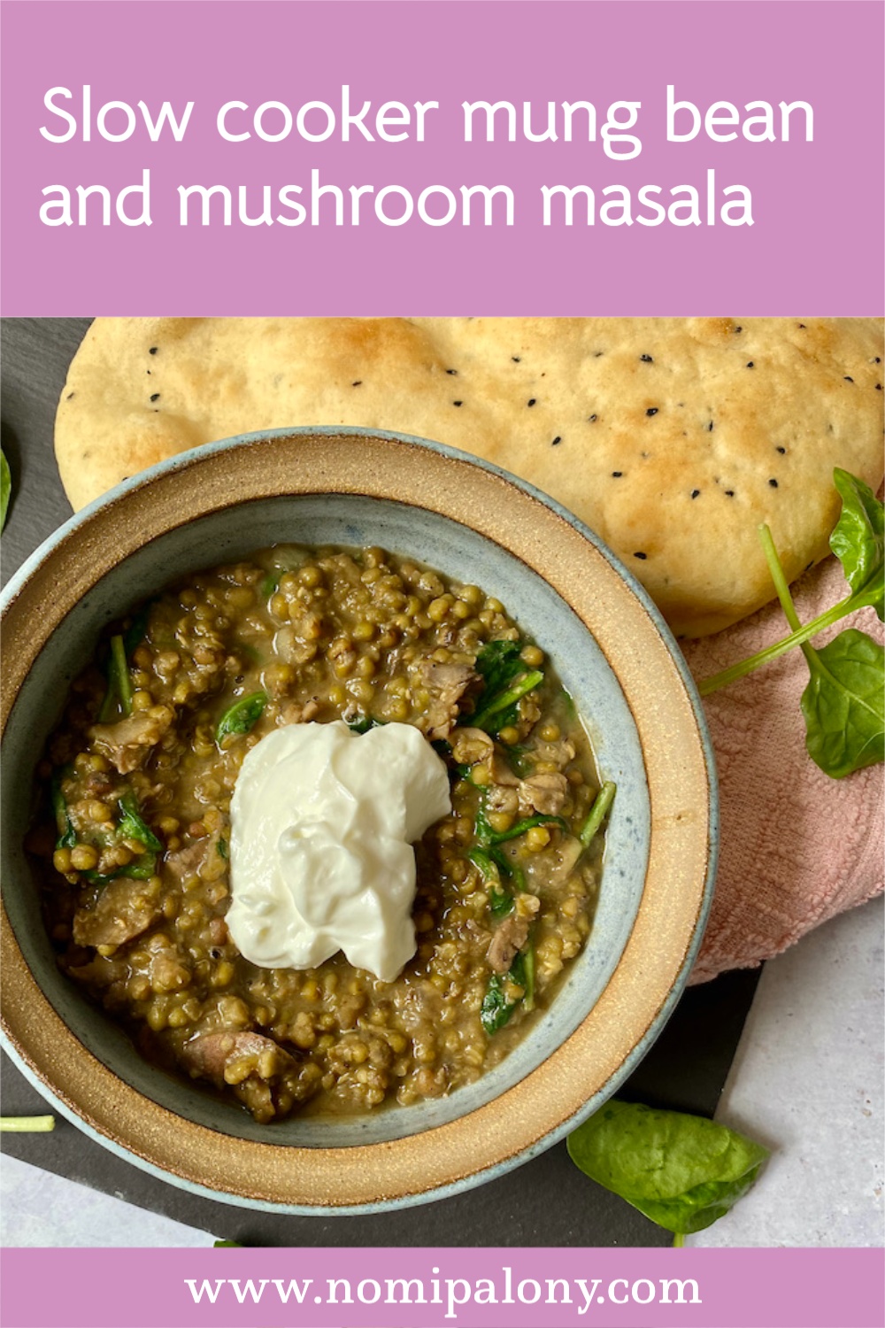 An easy and nutritious slow cooker mung bean and mushroom masala with 15g of protein and 35% of your daily calcium per portion.