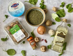 ingredients for slow cooker mung bean and mushroom masala