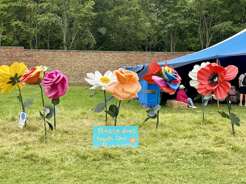 A giant flower display at Little Lindi Fest