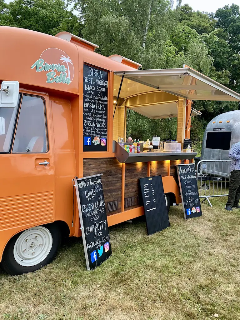 An orange taco truck