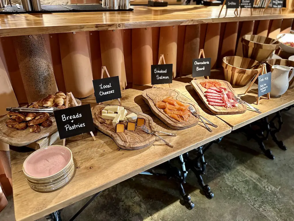 Breakfast meats, cheeses and cereals at Runa Farm Barnard Castle