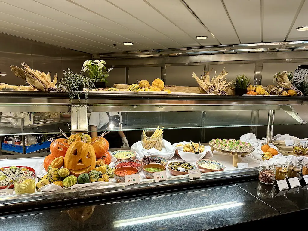 Explorers Kitchen buffet on DFDS ferry with pumpkin display