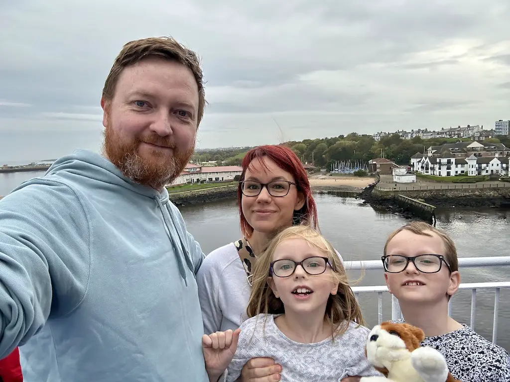 Family on the deck of a DFDS ferry from Newcastle to Amsterdam