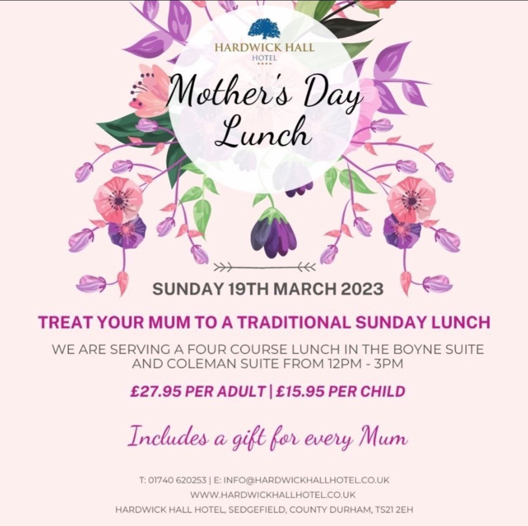 A flyer advertising Hardwick Hall Hotel's Mother's Day lunch