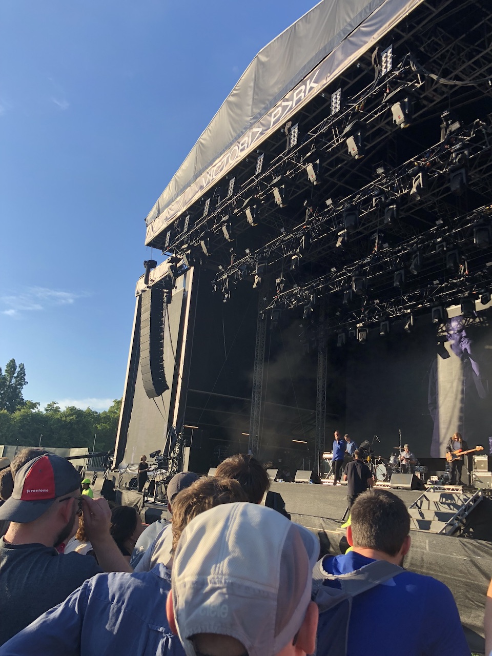 Future Islands performing on the main stage at All Points East 2018 - biggest festivals in the UK