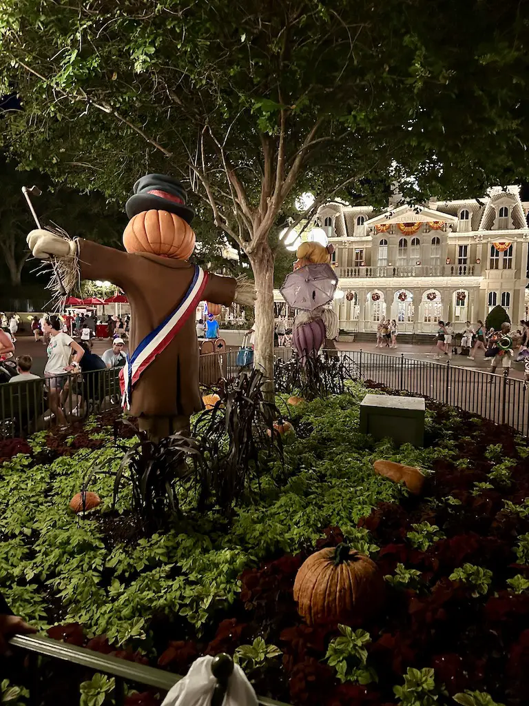 Pumpkin decorations at Disney World's Magic Kingdom - 14 day Orlando itinerary 