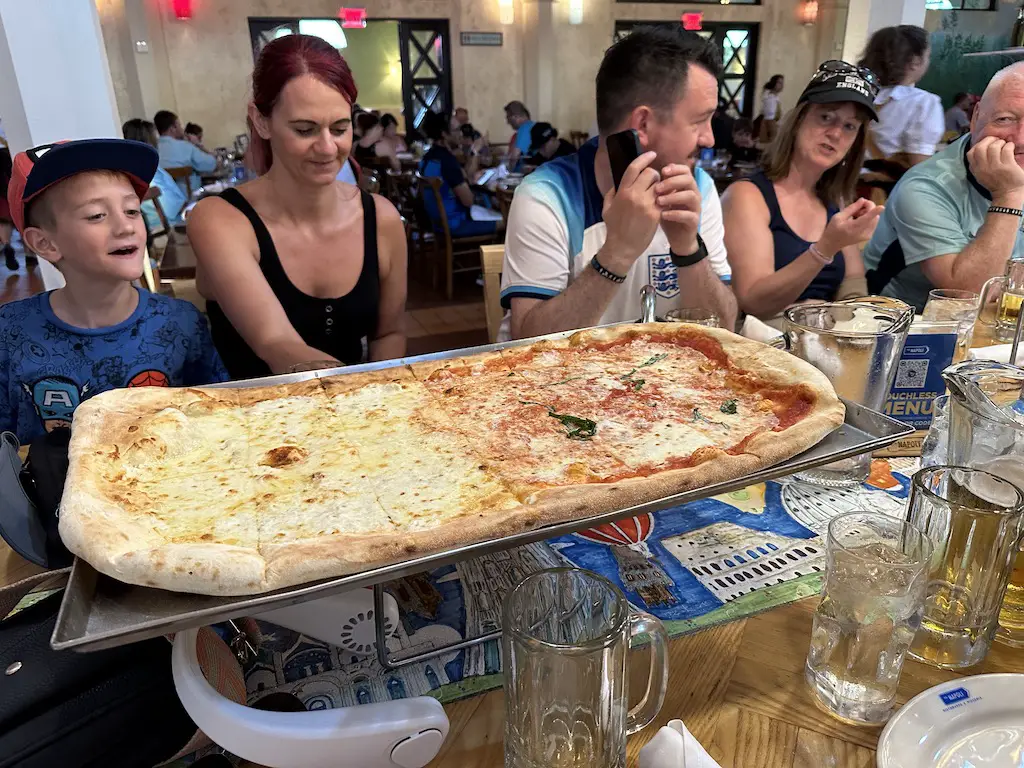 A meter long pizza at Via Napoli at Disney World's Epcot. 