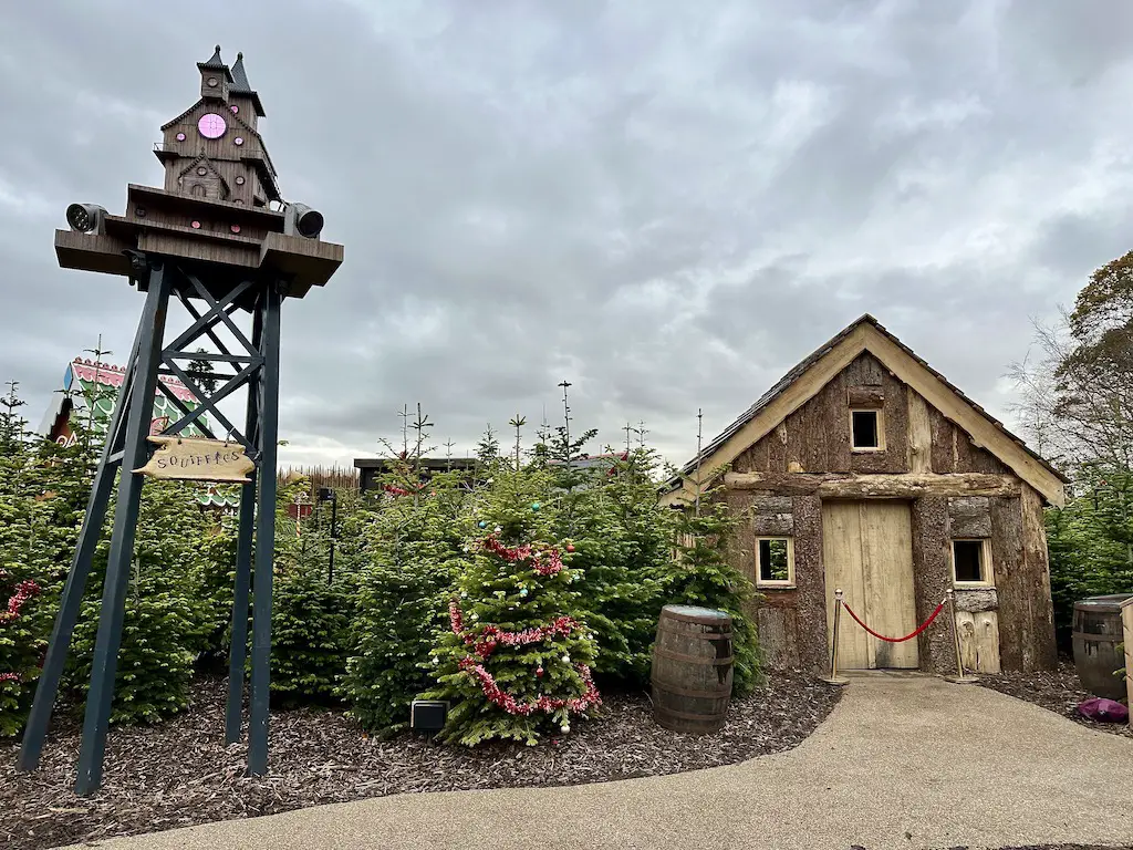 Father Christmas' cabin at Lilidorei - a wooden hut