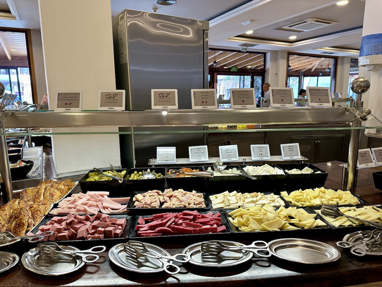 A buffet of cold meats and cheeses
