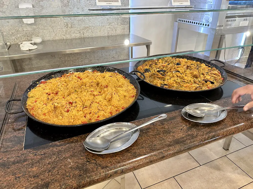 2 large dishes of paella